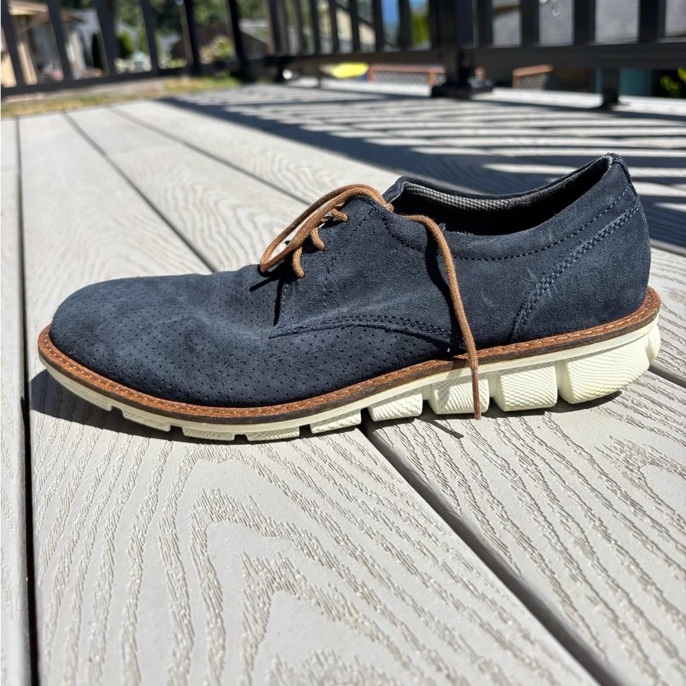 Ecco Men's Jeremy Perforated Tie Derby Oxford Navy Blue Sneakers US Size 7 - 7.5
